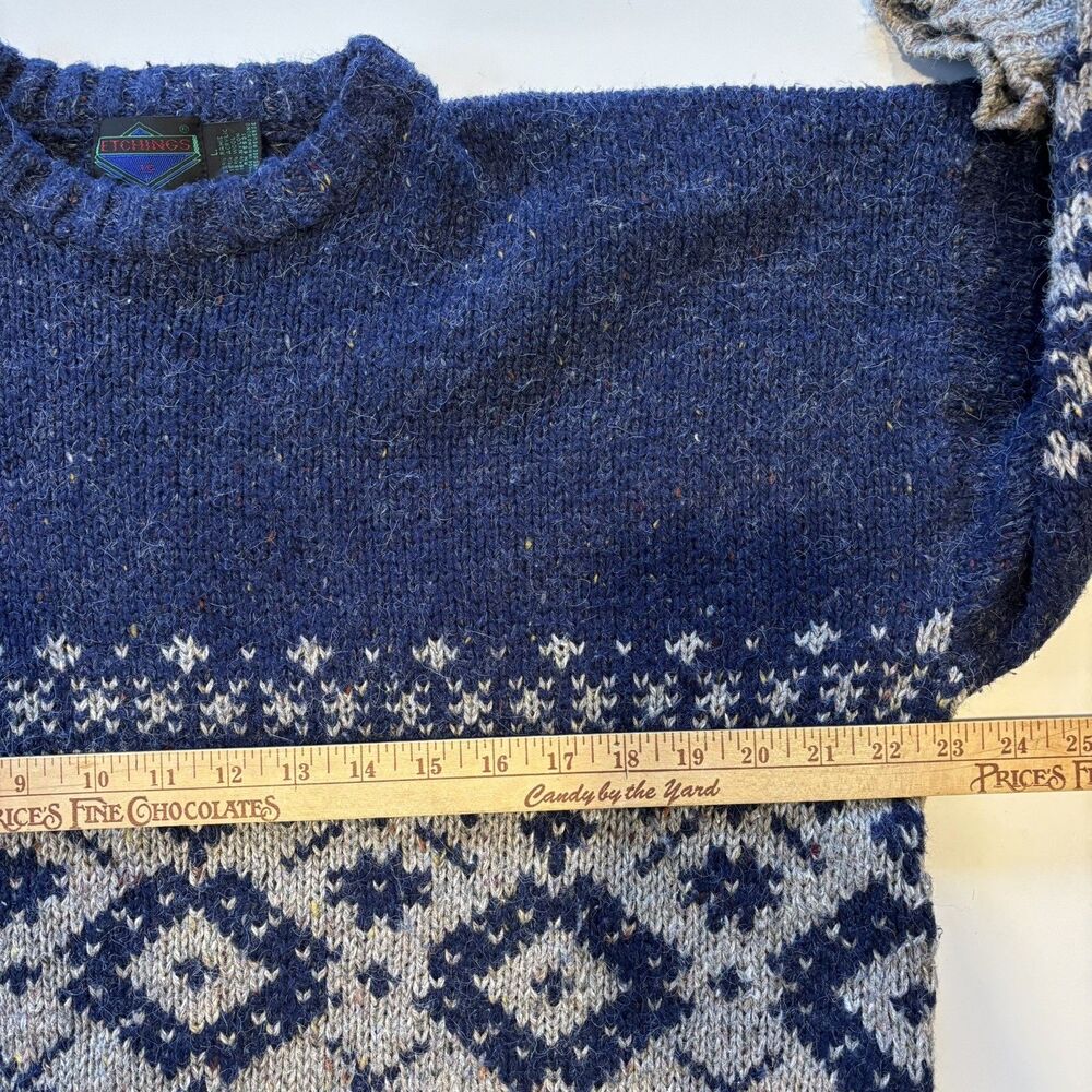 Vintage Etchings Men’s Sweater Wool Blend Grandpa 80s 90s Fair Isle Cabincore L - Picture 6 of 9